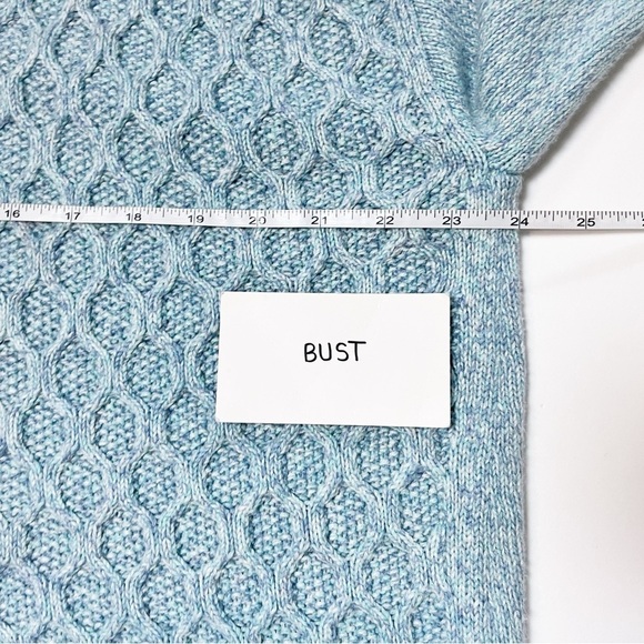 Talbots Honeycomb High-Low Mock Neck Sweater XL pastel blue cable knit casual - Picture 9 of 11